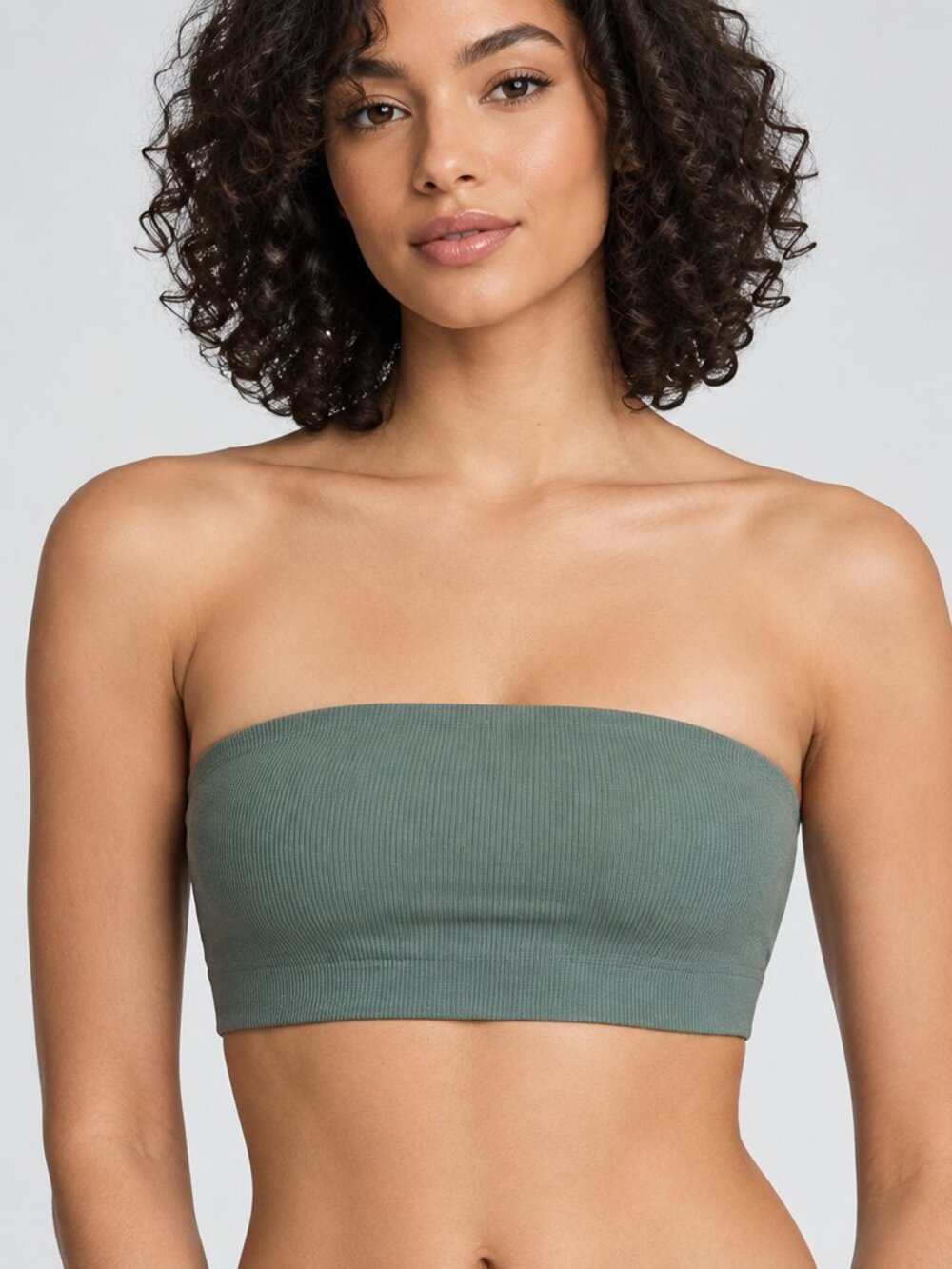 NWT Victoria's Secret PINK Base Stretch Ribbed Bandeau Bra Sage Green S